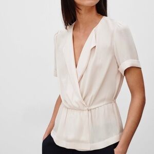 Aritzia Babaton Sherman Short Sleeve Wrap Blouse